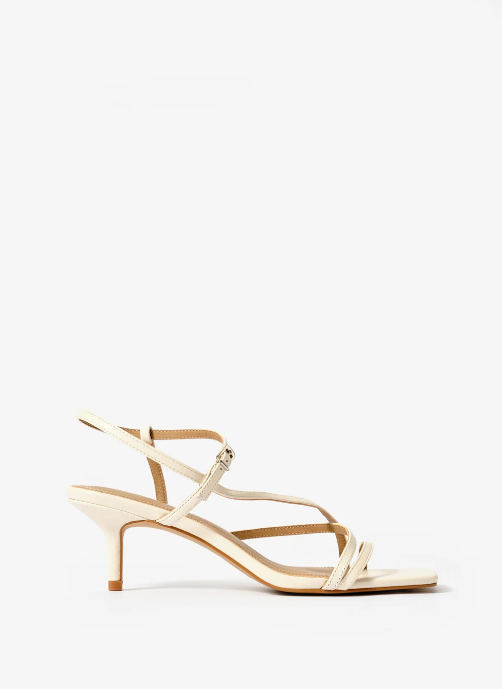 Eli Cream Leather Strappy Kitten Heels | Mint Velvet