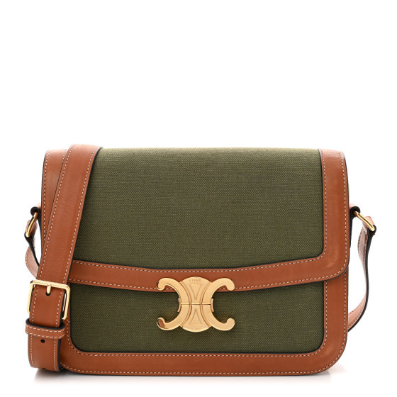 Textile Natural Calfskin Classique Triomphe Khaki Tan | FASHIONPHILE (US)