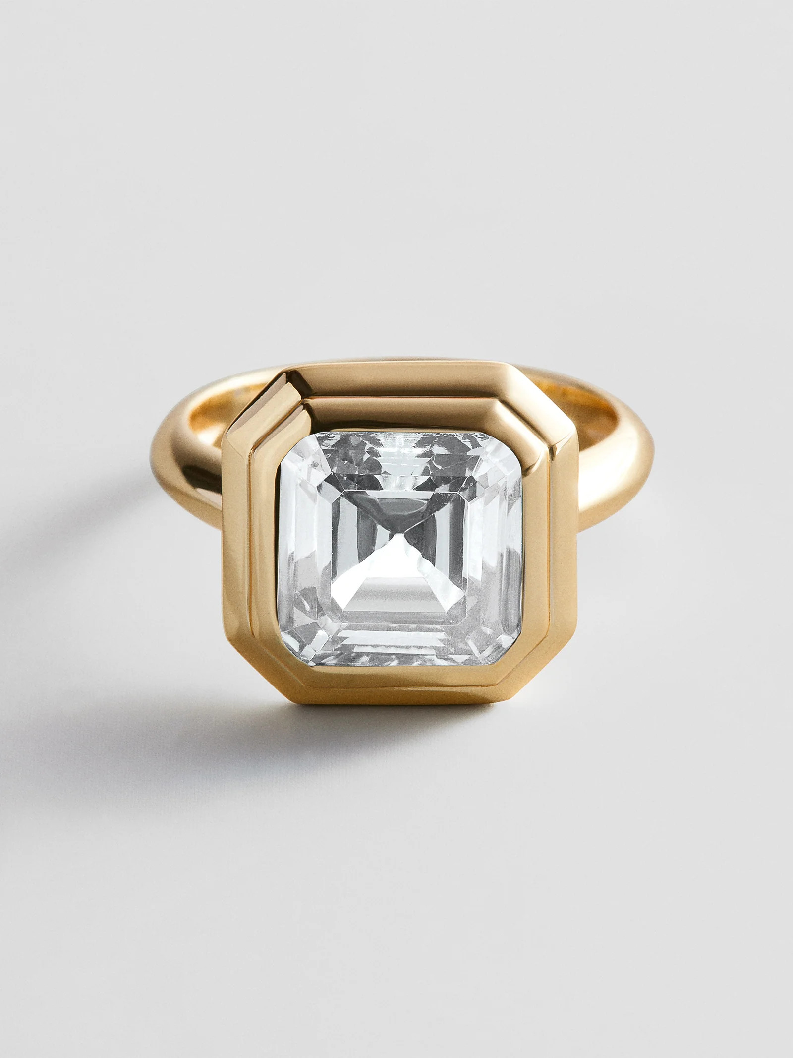 Gold Etched Bezel Custom Birthstone Ring - Crystal | BaubleBar