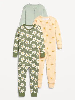 Unisex 2-Way-Zip Printed Pajama One-Piece 3-Pack for Toddler & Baby | Old Navy (US)