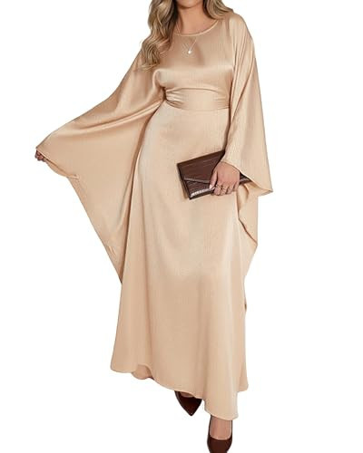 Bsubseach Women Plus Size Kaftan Dresses Moo Moos for Women Swimsuit Cover Up Swimwear Batwing Satin Caftan Beach Dress Champagne | Amazon (US)