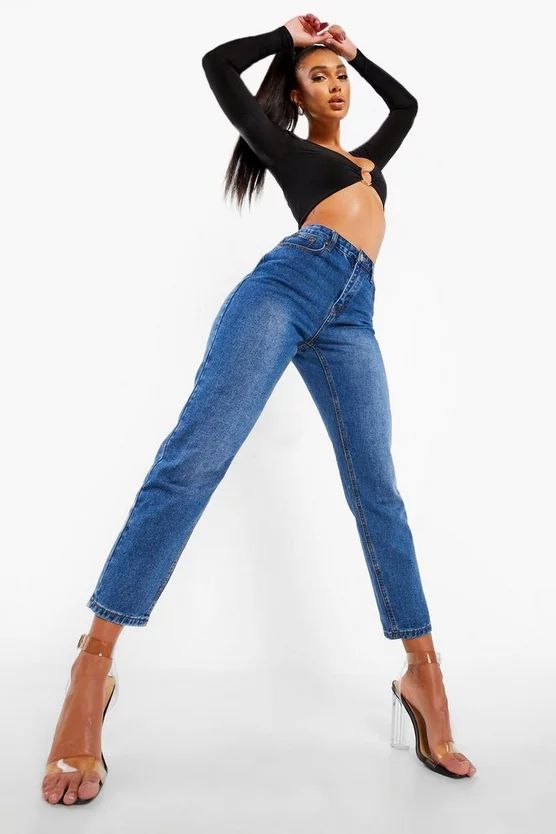 Mid Rise Vintage Wash Mom Jeans | Boohoo.com (US & CA)