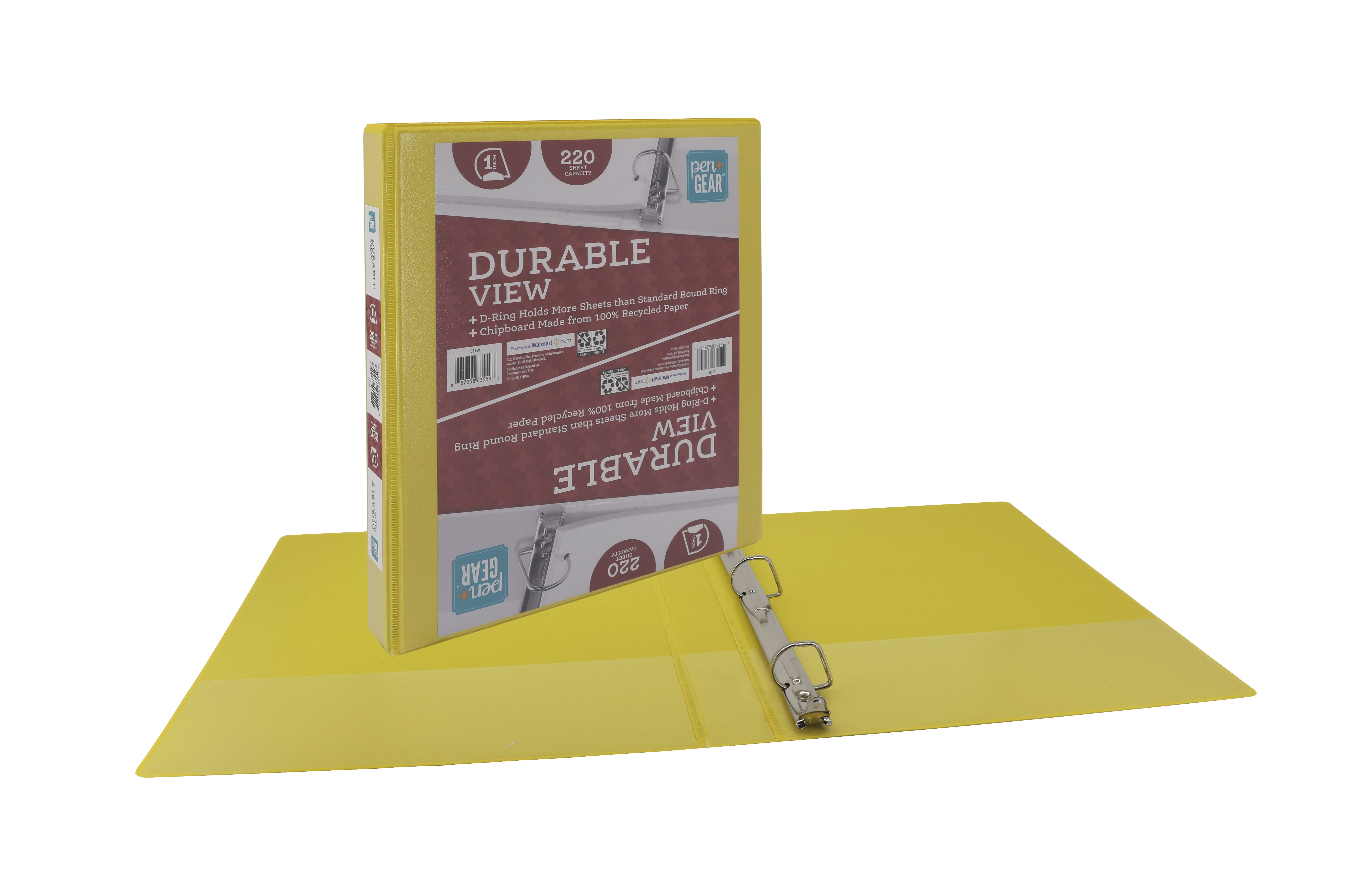 Pen + Gear Durable View 3-Ring Binder with 1-inch Slant D Rings (Yellow) - Walmart.com | Walmart (US)