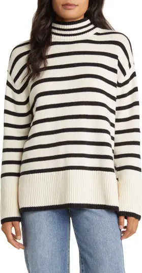 Stripe Oversize Mock Neck Sweater | Nordstrom