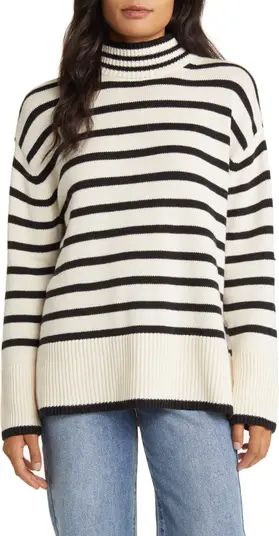 Stripe Oversize Mock Neck Sweater | Nordstrom