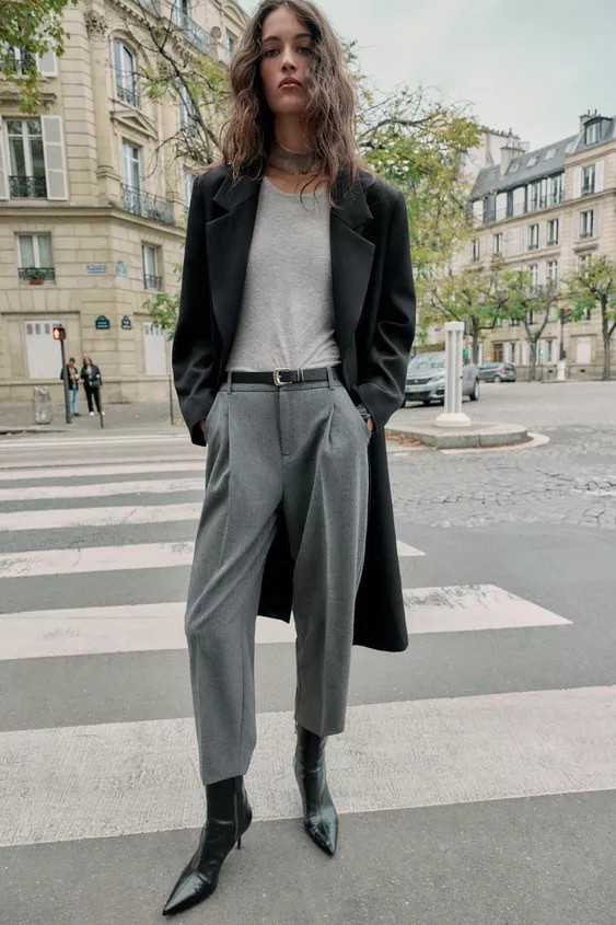 HOUNDSTOOTH TROUSERS WITH BELT | Zara UK