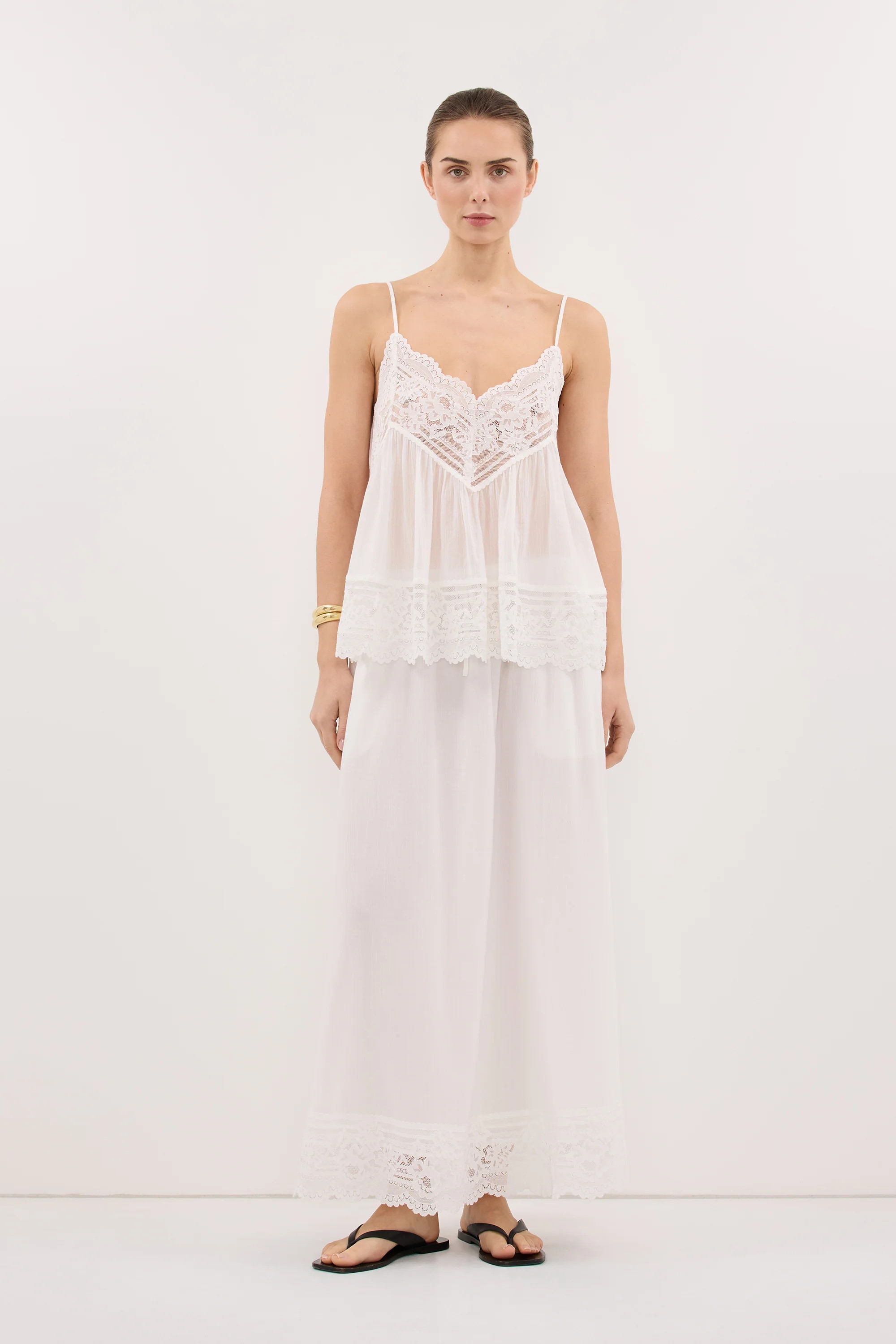 ELISA WHITE COTTON SHEER MIDI SKIRT | DISSH