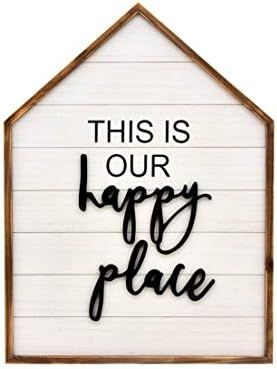 Parisloft This is Our Happy Place Wood Framed Family Sign,3D Happy Place Word Wood Wall Decor,Lar... | Amazon (US)