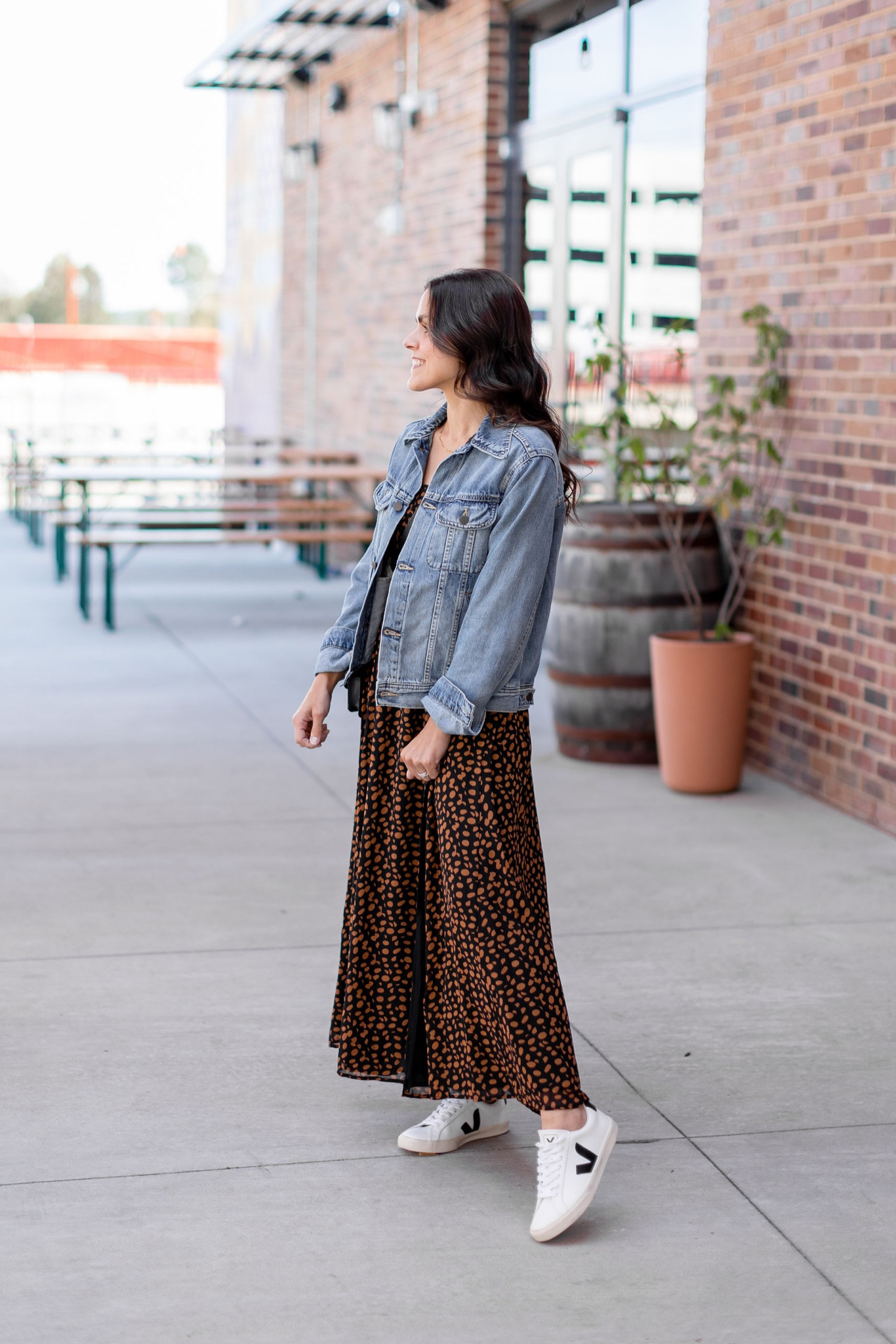 Fall capsule outfit idea. An easy way to style a maxi dress for Fall — just add denim and sneakers! Fits tts. 

#LTKstyletip #LTKSeasonal