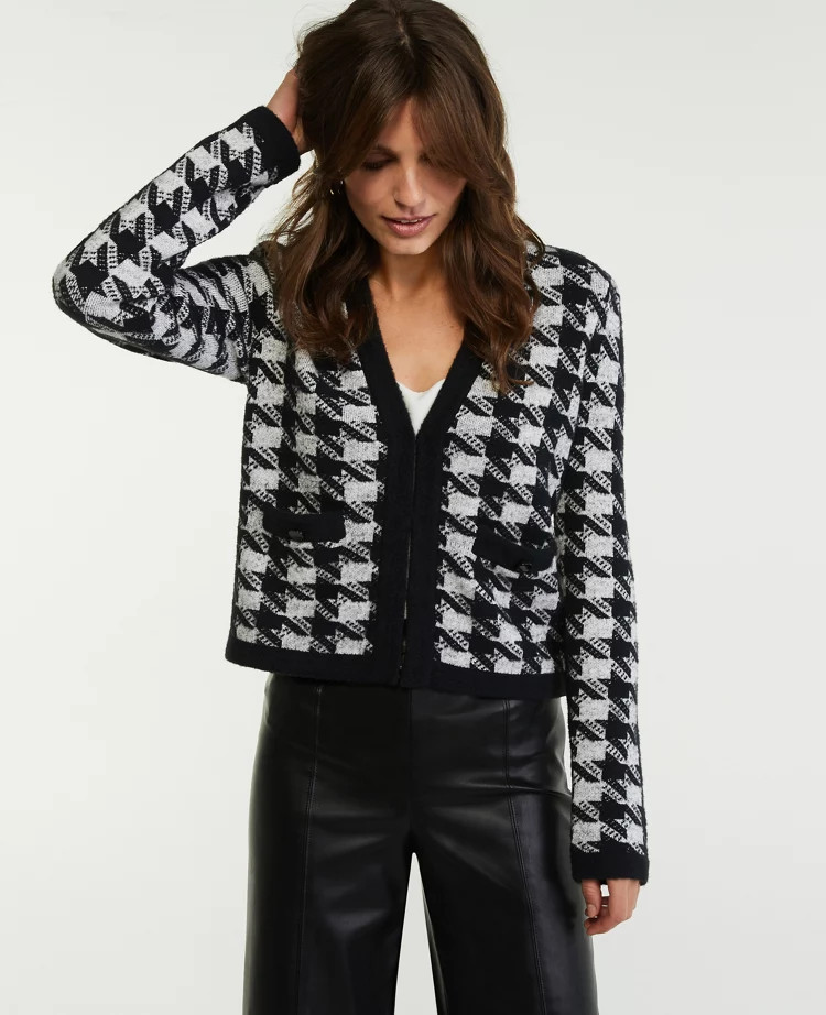Houndstooth Jacquard Jacket | Ann Taylor (US)