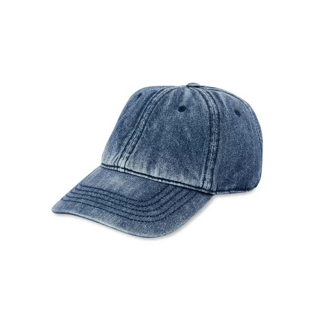 Time and Tru Women's Washed Cotton Twill Baseball Hat, Blue Denim | Walmart (US)