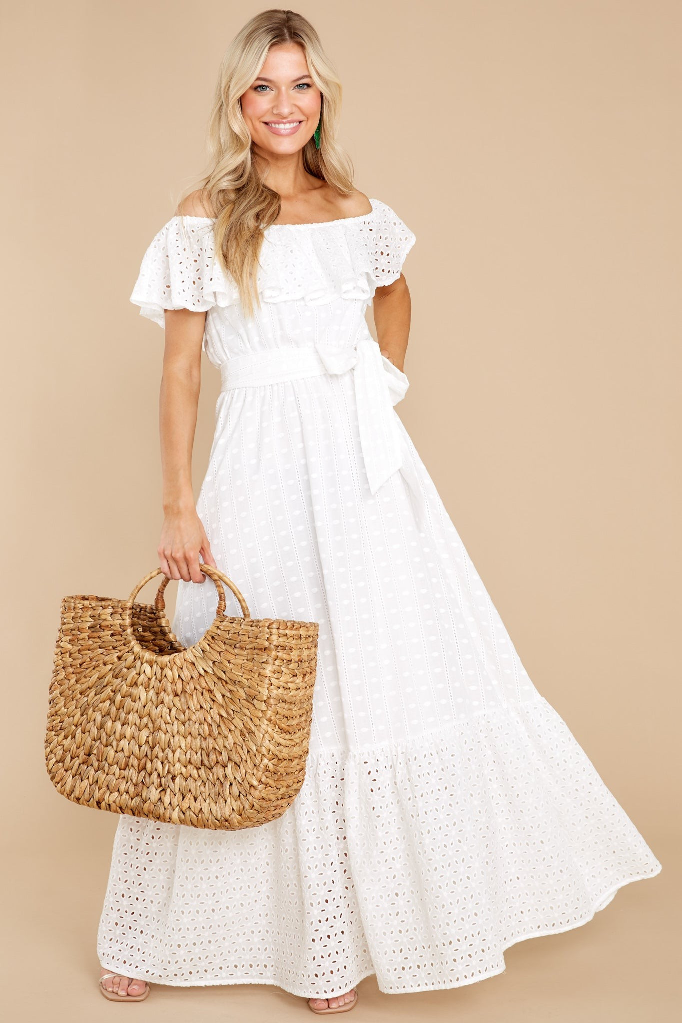 Sweep You Away White Maxi Dress | Red Dress 