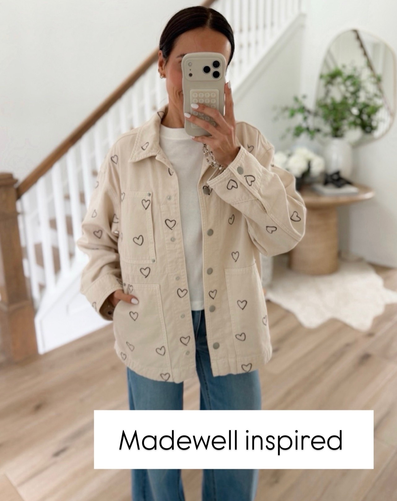 this jacket is such a fun find. the little heart detail makes it feel so special but it’s still neutral enough to wear with everything. lightweight, easy, and perfect for layering right now

spring jacket, casual layers, everyday outfit, neutral style, lightweight jacket, cute details, effortless outfits, annabrstyle 

#LTKOver40 #LTKootd #LTKSeasonal