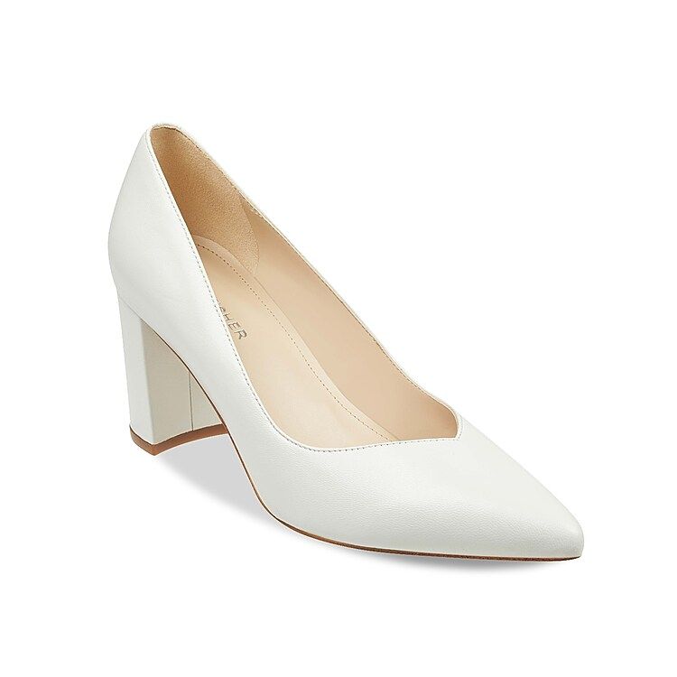 Marc Fisher Caitlin Pump - Women's - White Leather - Block | DSW