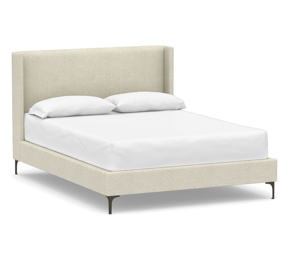 Jake Upholstered Platform Bed with Metal Legs | Pottery Barn (US)