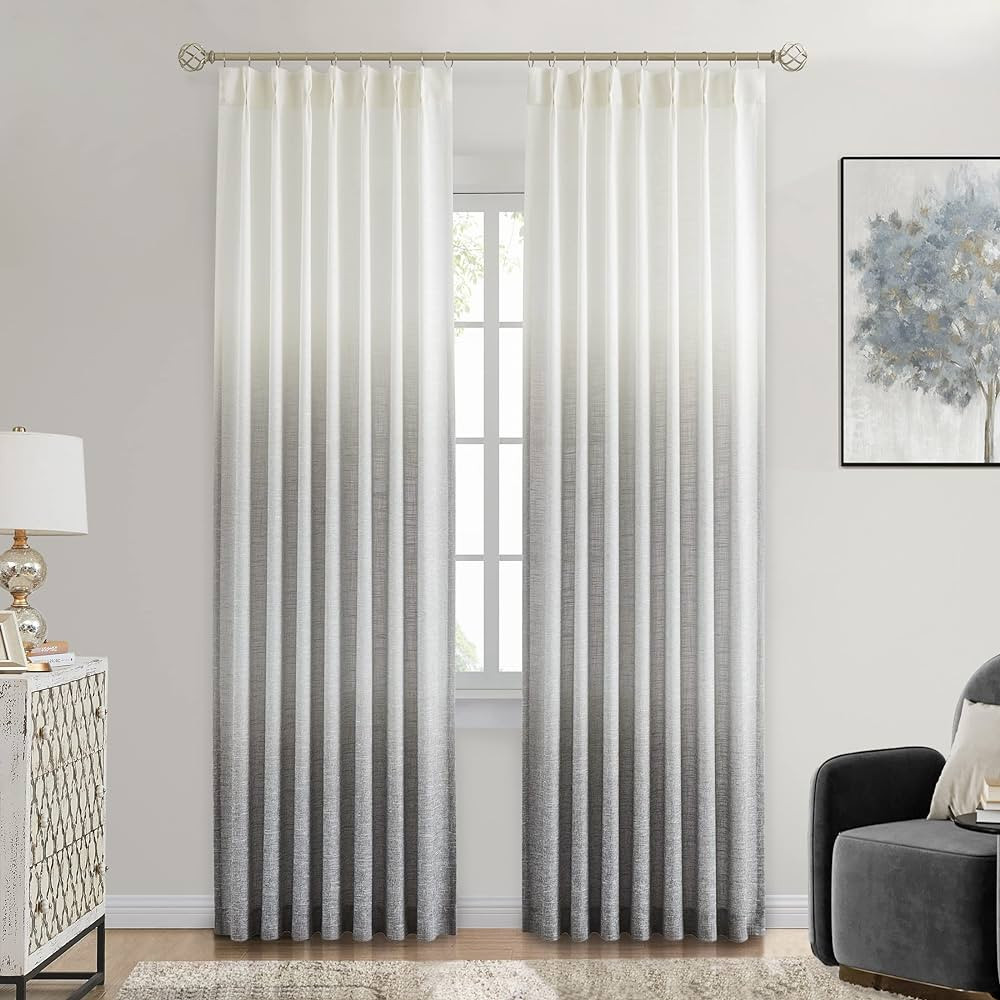 Central Park Ombre Pinch Pleated Semi Sheer Curtains Rayon Blend Window Drape Gradient Print Trea... | Amazon (US)
