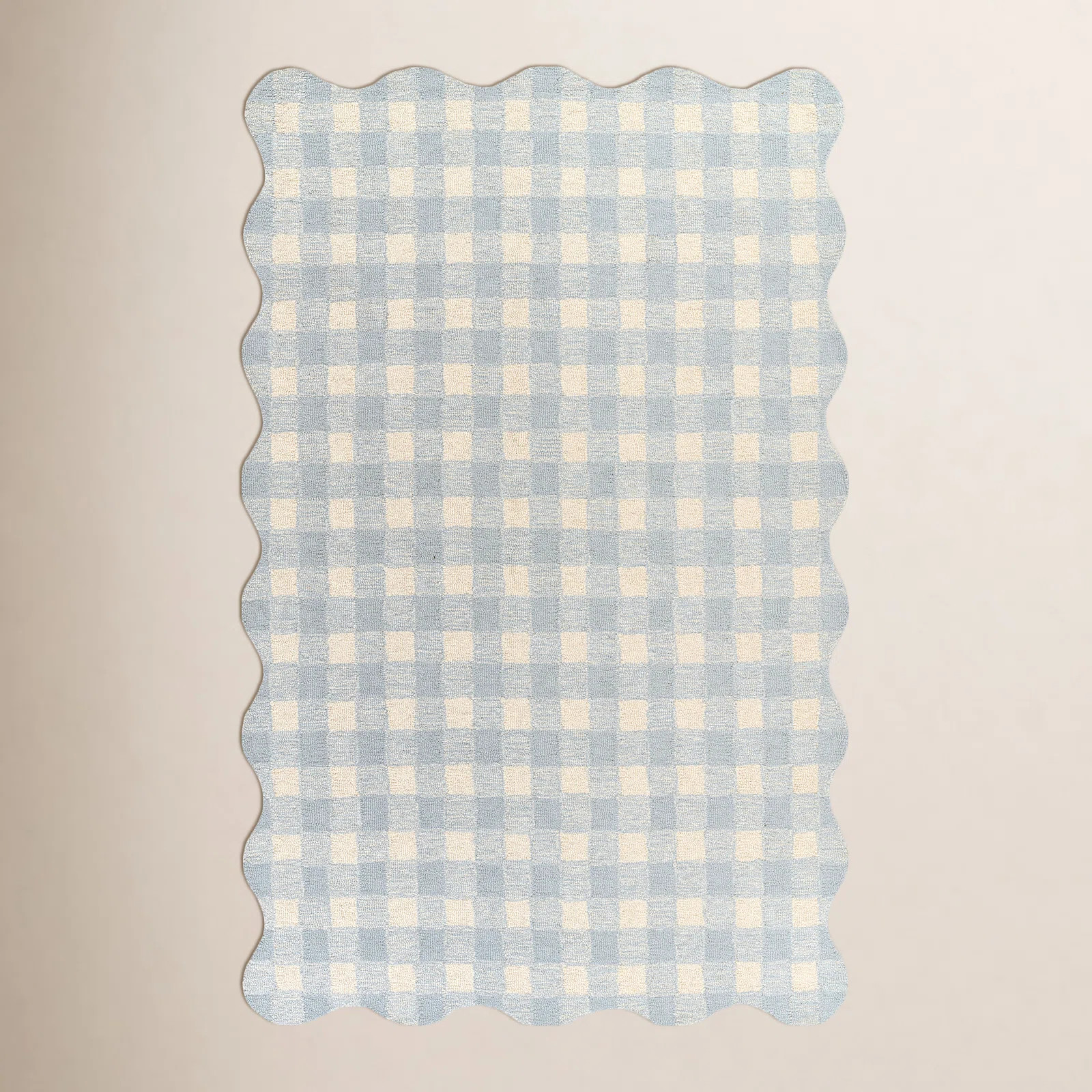 Birch Lane™ Lola Blue Hand-Tufted Plaid Wool Rug | Birch Lane | Birch Lane