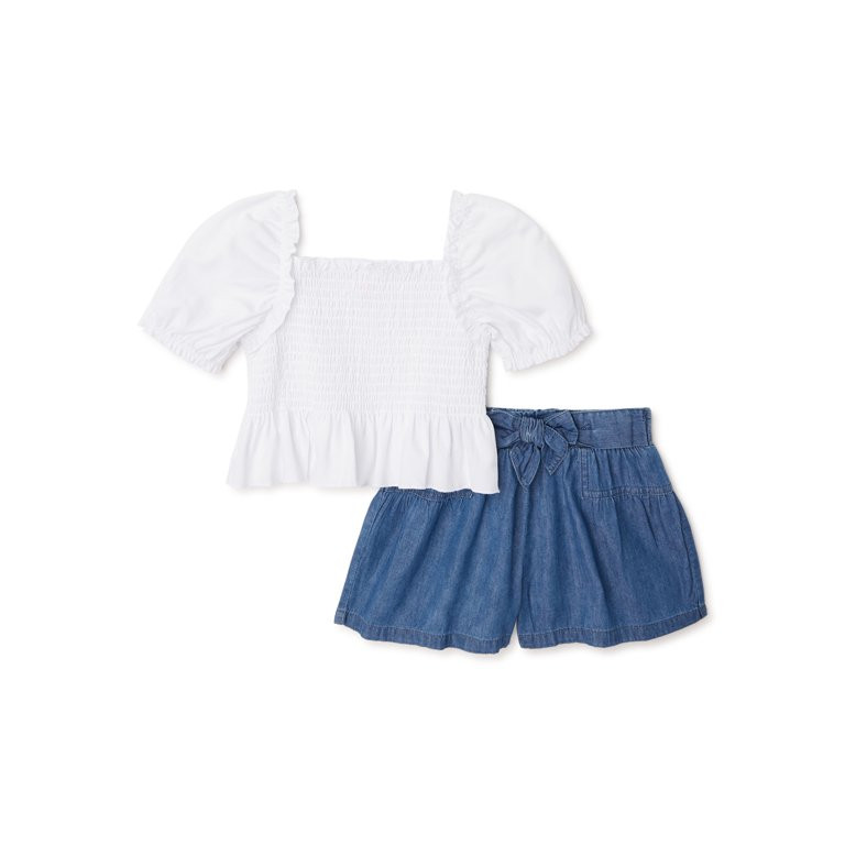 Wonder Nation Baby and Toddler Girls’ Shorts Set, 2-Piece, Sizes 0/3M-5T | Walmart (US)