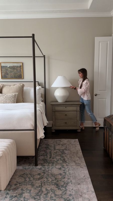 Welcome to my series where is it from. Where I go room by room sharing my furniture and decor sources. My bed is wayfair and everything on my nightstand is linked. My beautiful rug is LOLOI, ottomans are Kathy kou home. Everything from my primary bedroom is linked 

#LTKhome #LTKstyletip #LTKFind