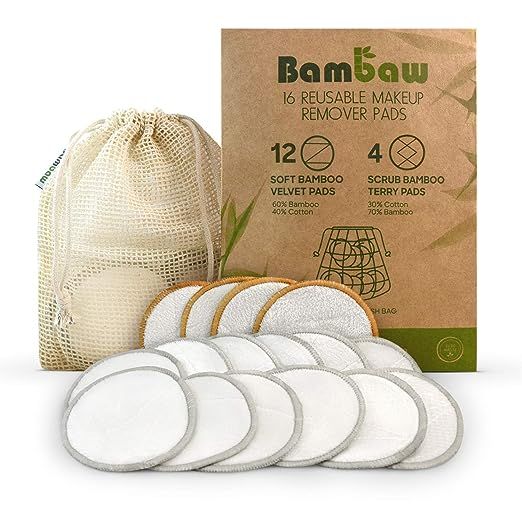 Reusable Make Up Remover Pads | 16 Bamboo Removal Pads with Laundry Bag | Washable and Eco-Friend... | Amazon (US)