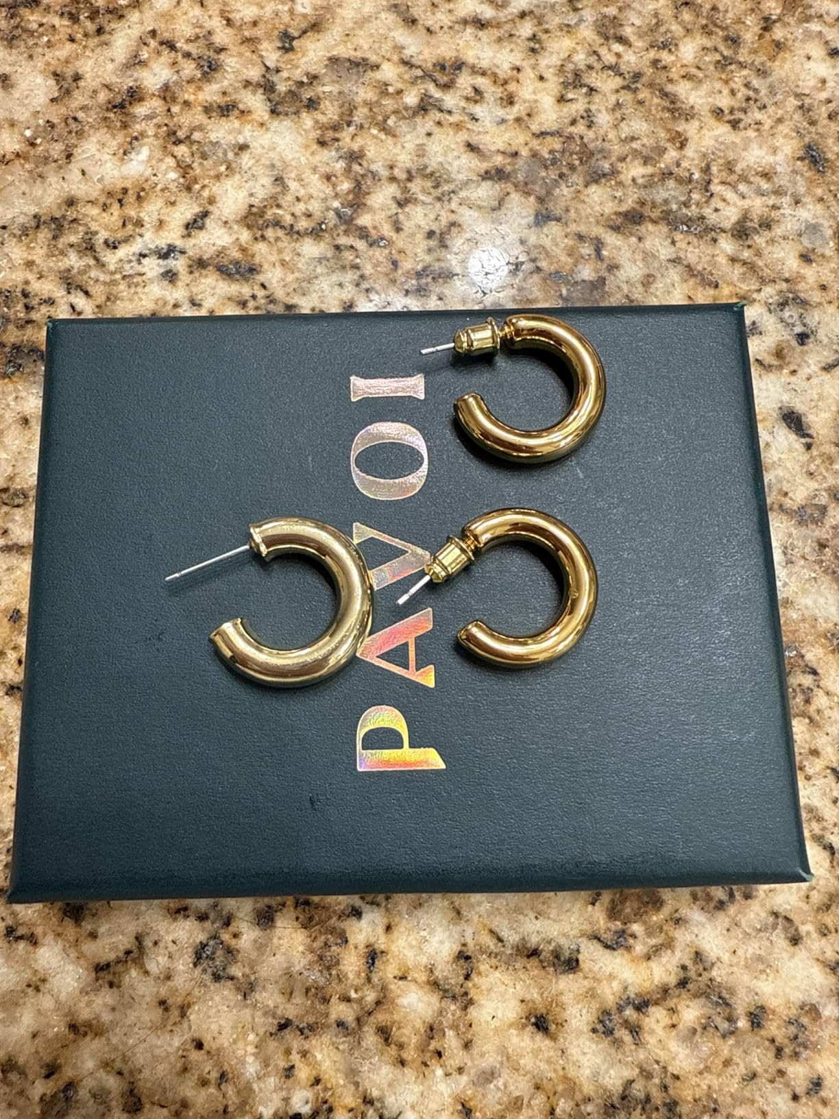 PAVOI 14K Gold Plated Lightweight Chunky Open Hoops for Women | Trendy Gold Hoop Earrings | Amazon (US)