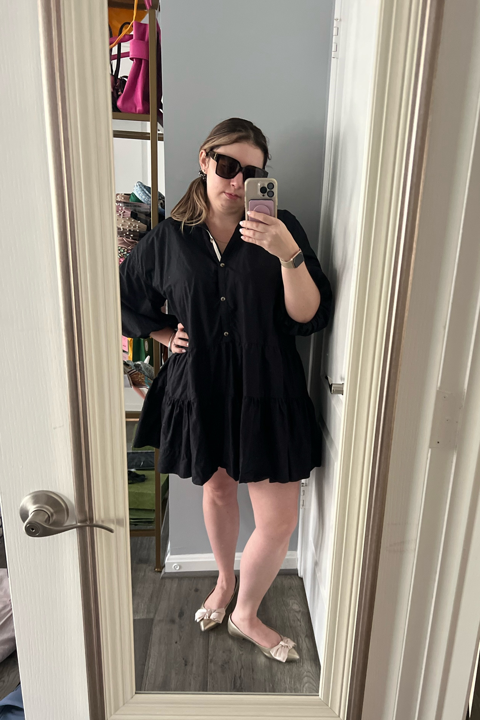 Work Outfit 

Love this shirt dress, so cute and comfortable. Always get compliments on these bow flats and I love how the gold on the shoes pulls out the tan piping by the buttons 

Workwear, office outfit, corporate outfit, black dress, shirt dress, jack rogers, bow flat, gold flats, midsize outfit, classic style, classic outfit, classic work outfit, business casual outfit 

Dress - medium 
Flats - 7 

#LTKworkwear #LTKmidsize #LTKshoecrush