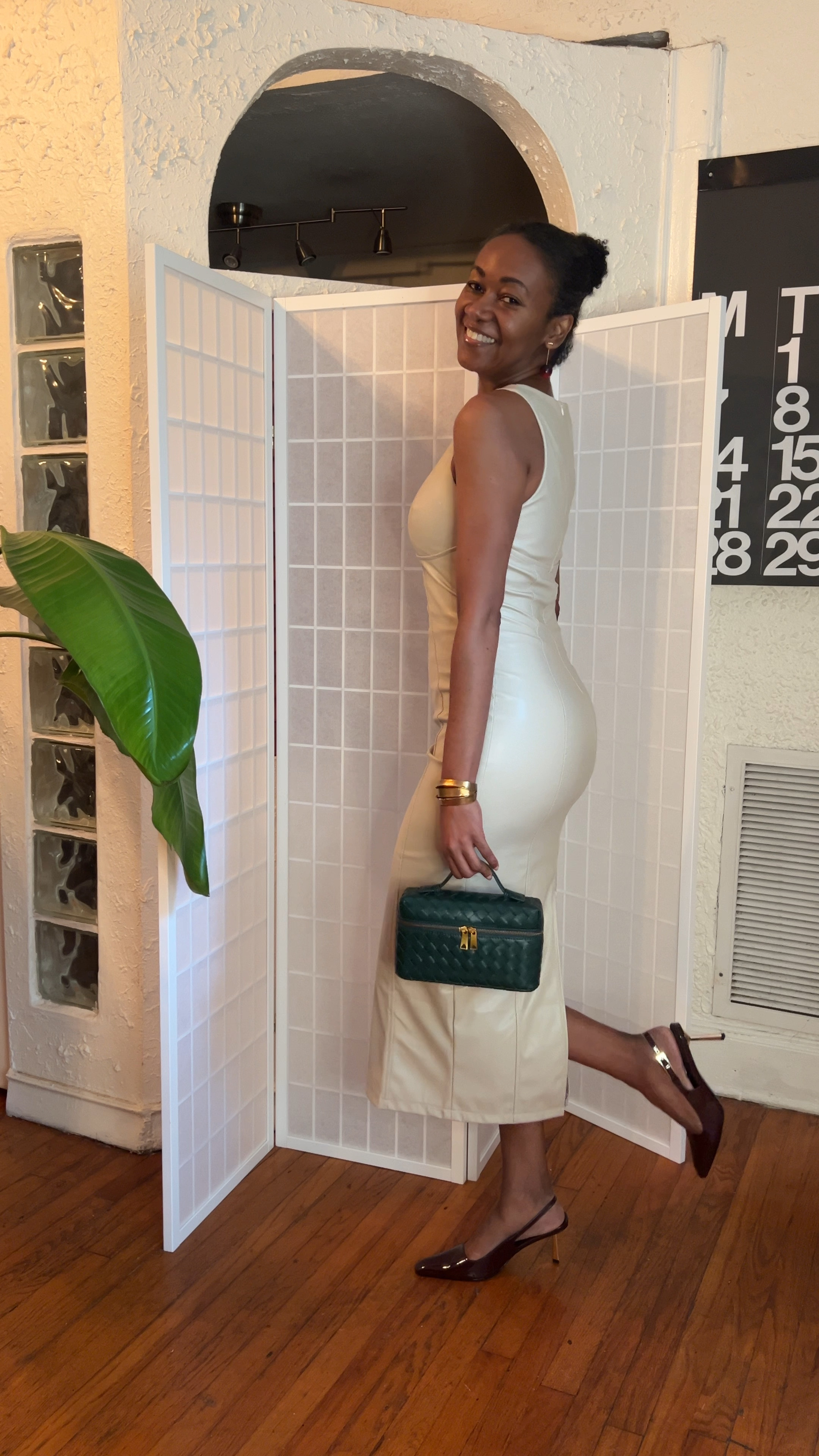 Leather dress, burgundy slingback heels, green woven bag (bottega dupe). Dress fits TTS. Wearing size Small. I’m 5’9” - tall girl friendly 

#LTKOver40 #LTKStyleTip #LTKFindsUnder50