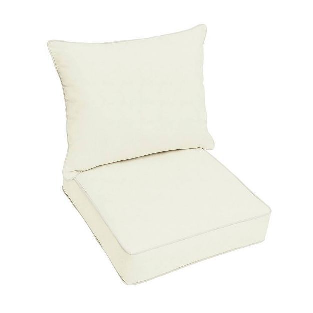 Sunbrella Canvas Outdoor Deep Seat Pillow and Cushion Set Ivory | Target