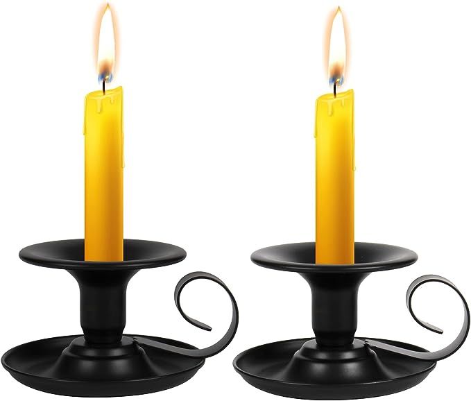 Amazon.com: Taper Candle Stick Holder, Homean 2pcs Retro Iron Simple Black Candlestick Holders Ca... | Amazon (US)