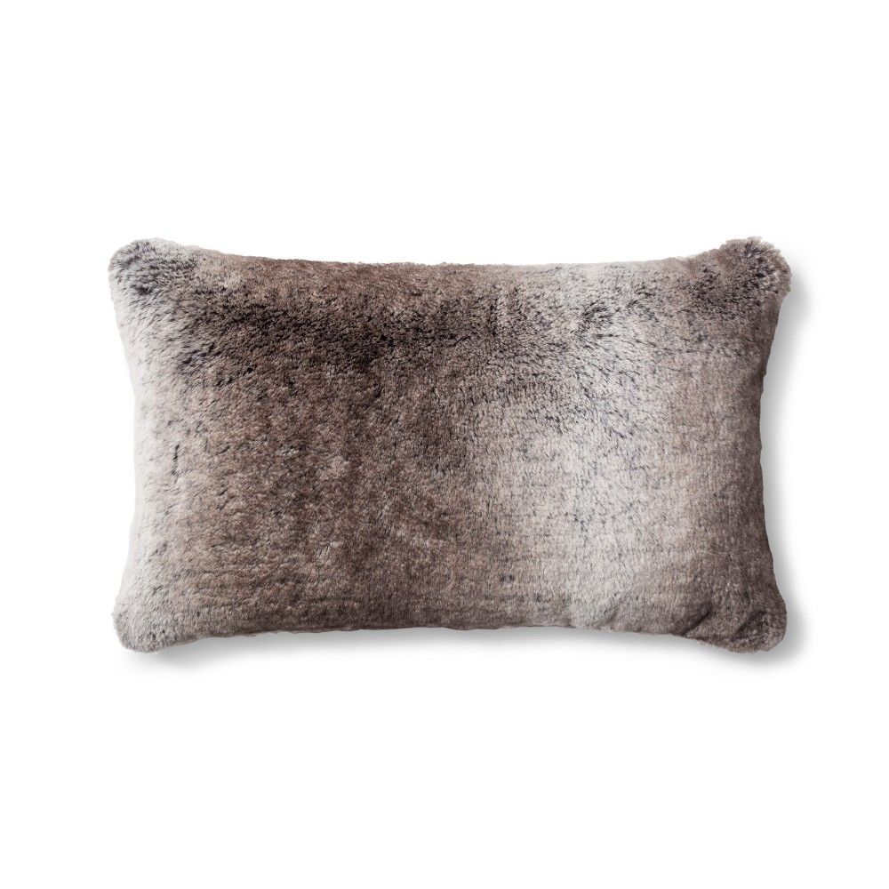 Oblong Faux Fur Throw Pillow Neutral - Threshold™ | Target