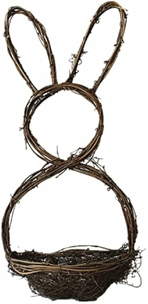 Bunny Rattan Flower Basket Decoration Basket Door Swag Garland Easter Door Wreath Decorations Can... | Amazon (US)