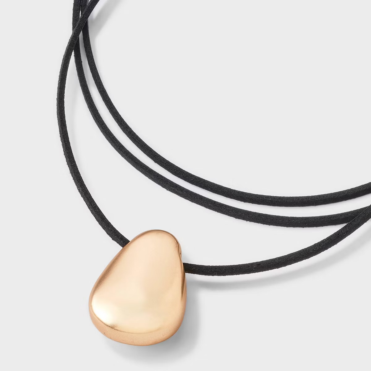 Simulated Leather and Slider Droplet Pendant Necklace - Universal Thread™ Black | Target