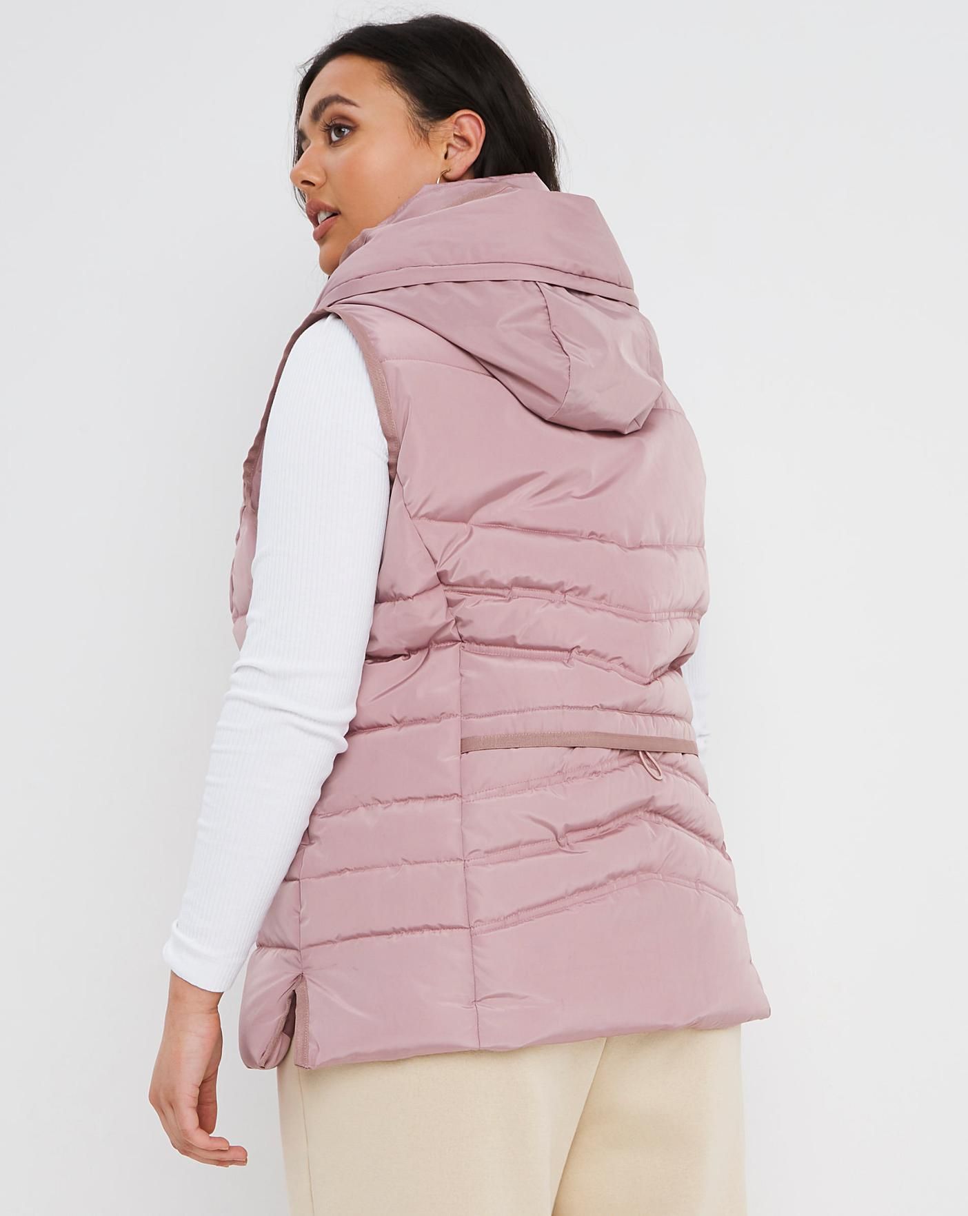 Dusky Pink Water Resistant Padded Gilet With Recycled Padding | Simply Be (UK)