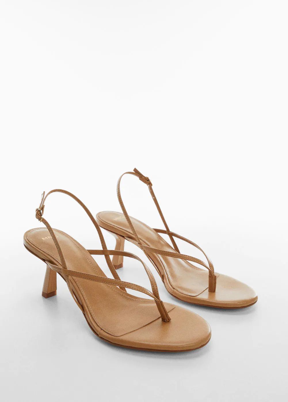 Straps heel leather sandals -  Women | Mango USA | MANGO (US)