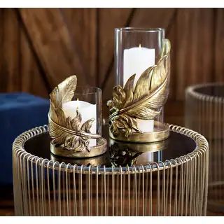 Gold Polystone Traditional Candle Holder 10 x 6 x 6 - 6 x 6 x 10 | Overstock.com Shopping - The B... | Bed Bath & Beyond