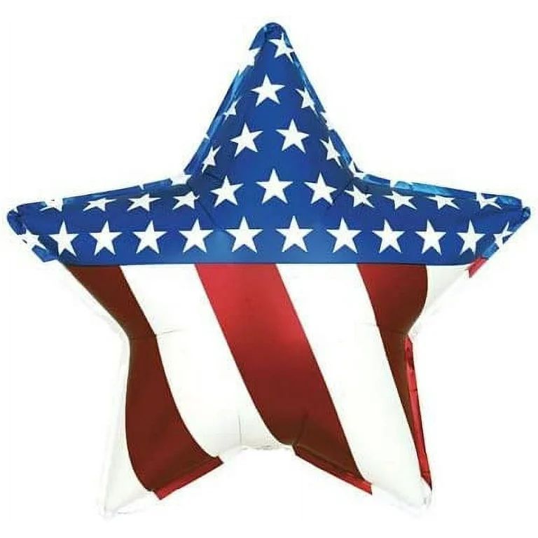 PMU Patriotic Star Shaped Flag 30 Inch Mylar-Foil Balloon Pkg/1 | Walmart (US)