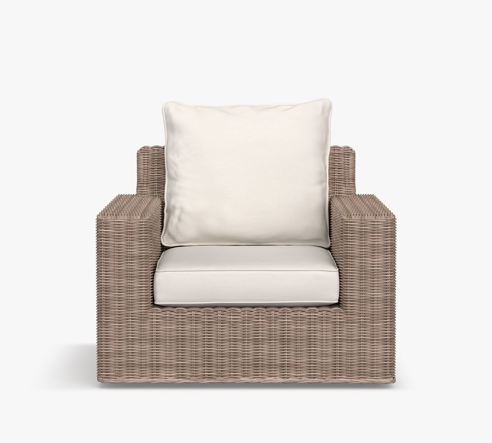 Torrey All-Weather Wicker Square Arm Swivel Lounge Chair, Natural | Pottery Barn (US)