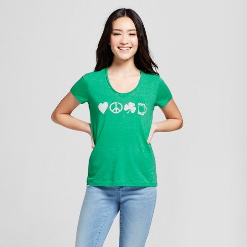 Women's St. Patrick's Day Clover Printed Short Sleeve V-Neck Graphic T-Shirt - Grayson Threads (J... | Target