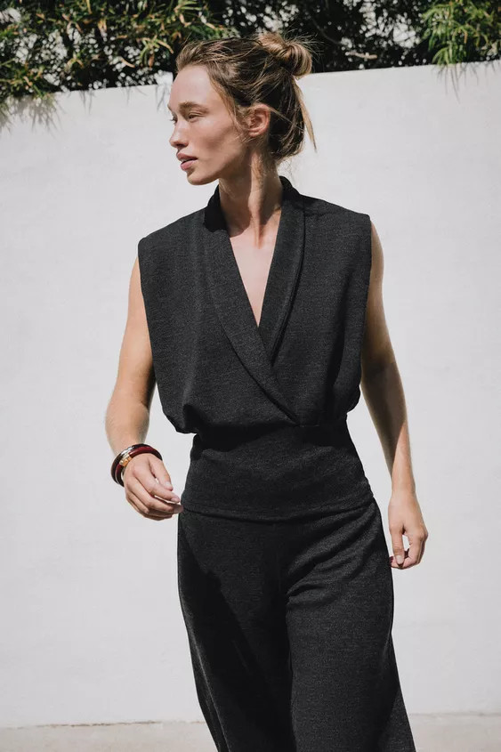 SURPLICE PIQUÉ TOP | Zara US