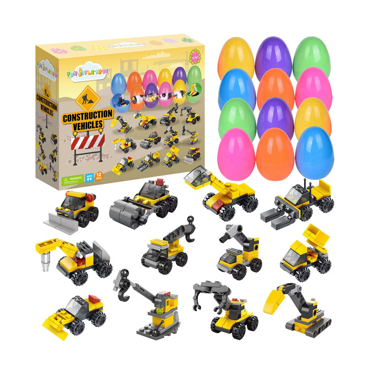 12 PCS Easter Eggs with Mini Construction Trucks – Prefilled Surprise Toy Set for Kids, Party F... | Target