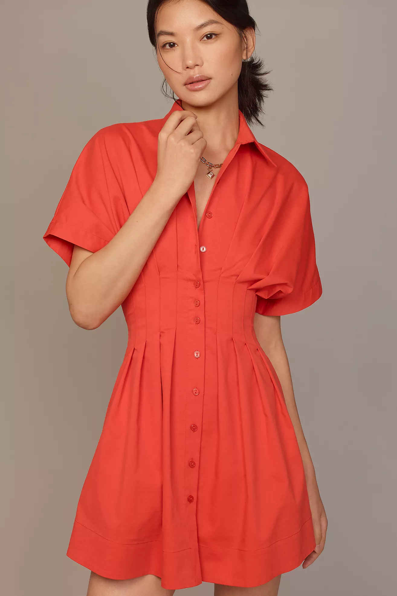 The Tobie Button-Front Pleated Shirt Dress by Exquise: Mini Edition | Anthropologie (US)