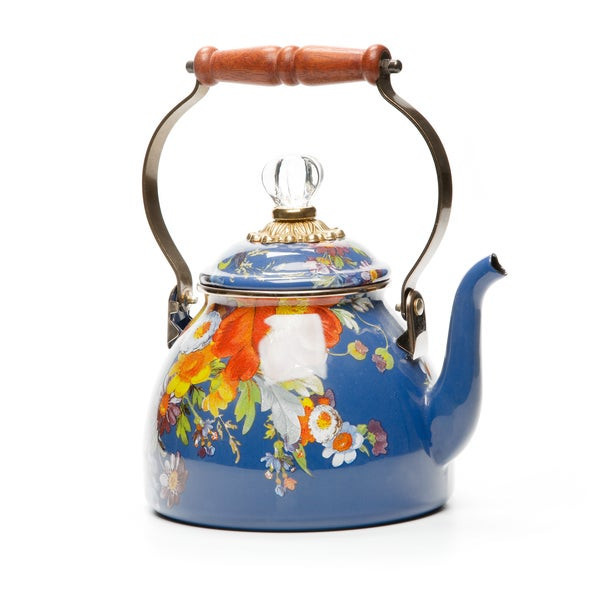 MacKenzie-Childs Flower Market 2 Quart Tea Kettle - Lapis | MacKenzie-Childs