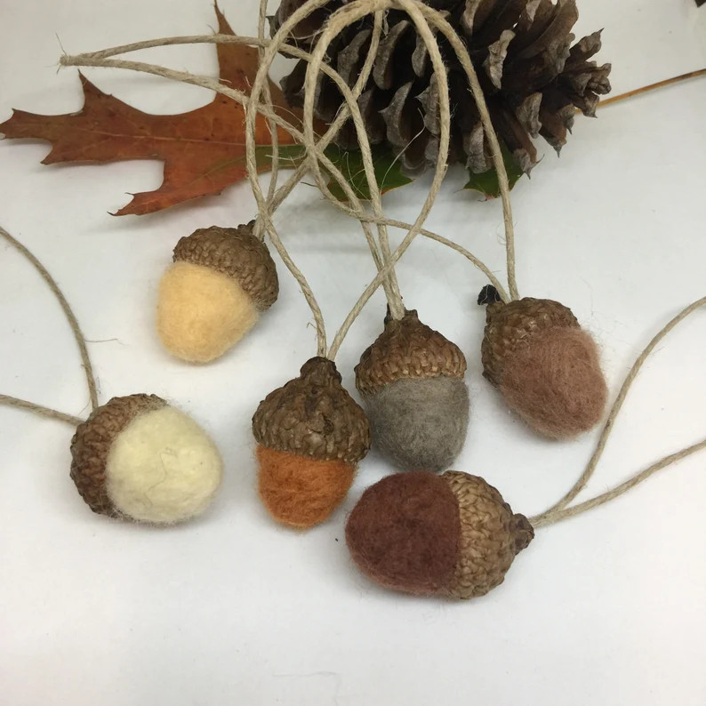Felted Acorn Ornaments, Natural Christmas, Handmade Ornament, Fall Decor, Cottagecore, Woodland, ... | Etsy (US)