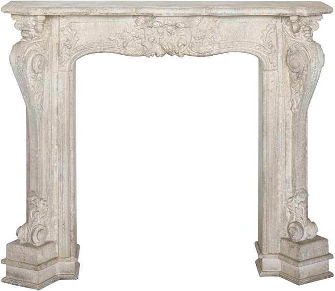 Creative Co-Op Decorative Wood Fireplace Mantel With Distressed Finish, White | Amazon (US)