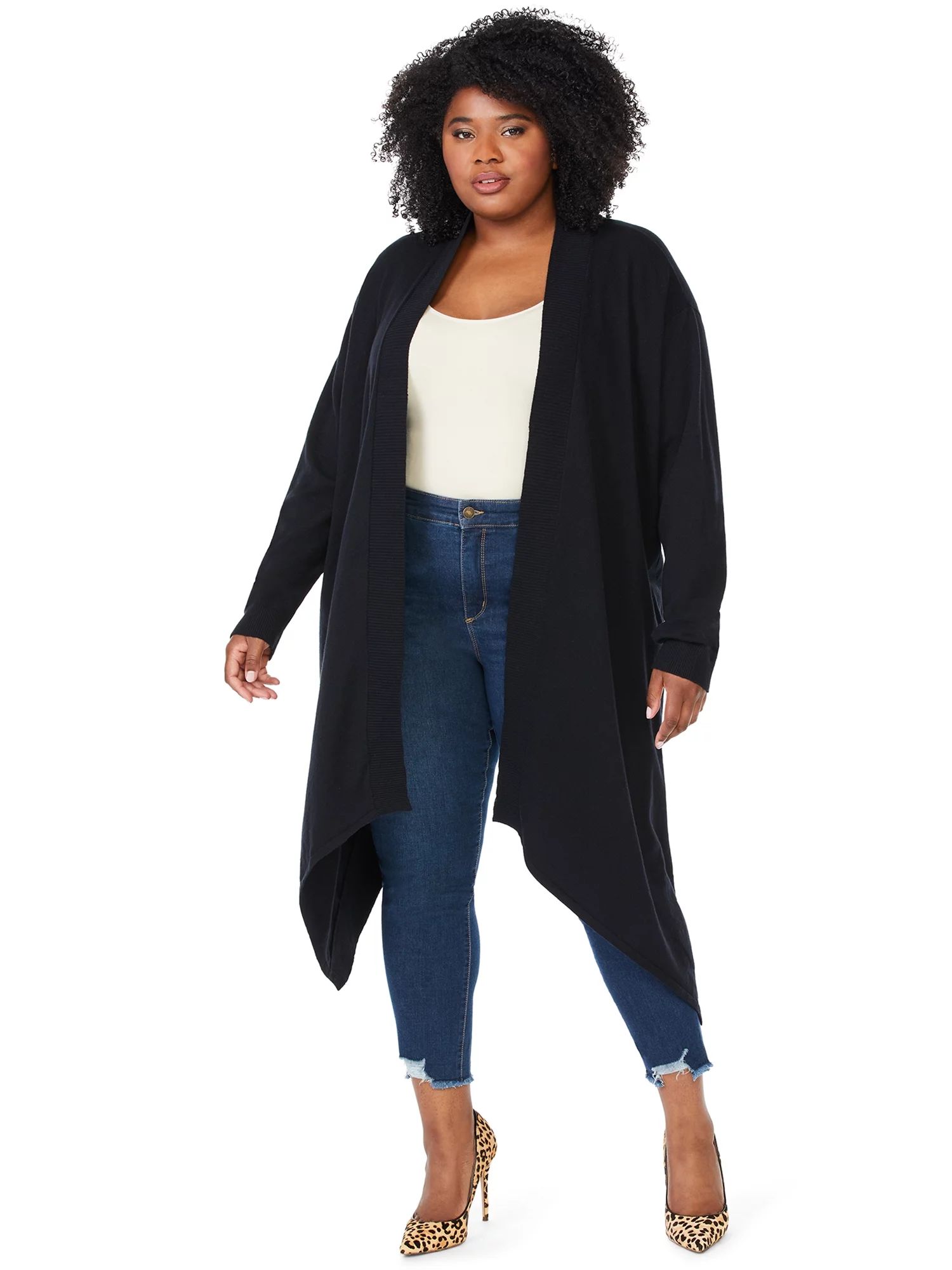 Sofia Jeans by Sofia Vergara Women's Plus Size Waterfall Cardigan | Walmart (US)