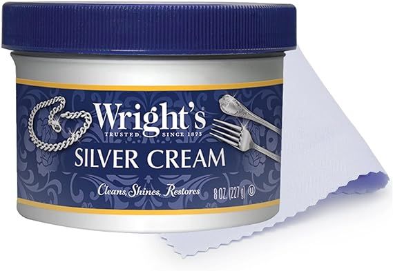 Wright's Silver Cleaner and Polish Cream - 8 Ounce with Polishing Cloth - Ammonia-Free - Gently C... | Amazon (US)