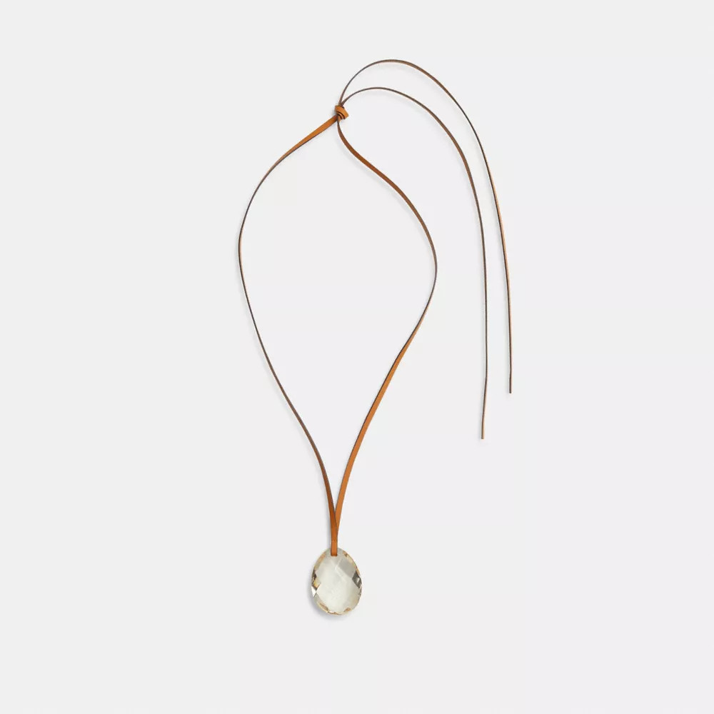 Coach Buy Now Crystal Teardrop Long Pendant Necklace - Women's Necklaces - Crystal Brown | Coach (US)