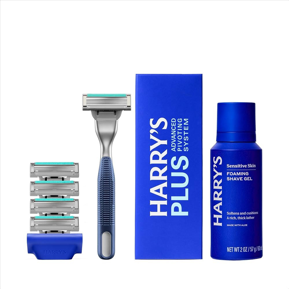 Harry's Plus Shaving Kit for Men - Premium Handle, 5 Razor Blade Cartridges, Foaming Shave Gel, a... | Amazon (US)