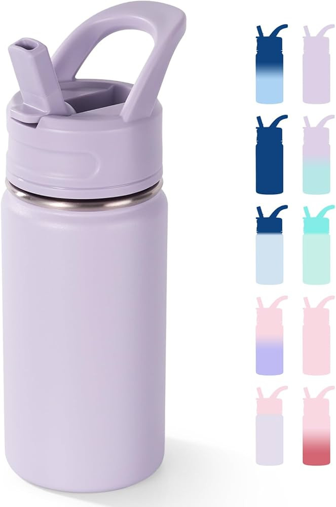 12oz Kids Water Bottle for School, Toddler Bottles with Straws, Stainless Steel Vacuum Insulated ... | Amazon (US)