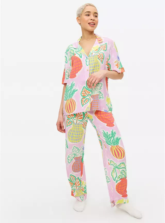 Lilac Flower Vase Printed Traditional Pyjamas M | Tu Clothing